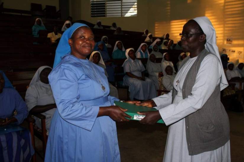 Sr. Theresa Nakamya, DM at ASEC event with Sr. Mary Kyomumuka, DM in 2017 in Kampala, Uganda.