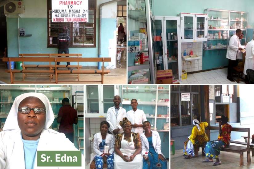 Sr. Edna serves as a pharmaceutical technician at St. Benedict Ndanda Referral Hospital in the Mtwara region of Tanzania. She and her 8 coworkers dispense medication for the entire hospital, an estimated 90-200 patients per day.