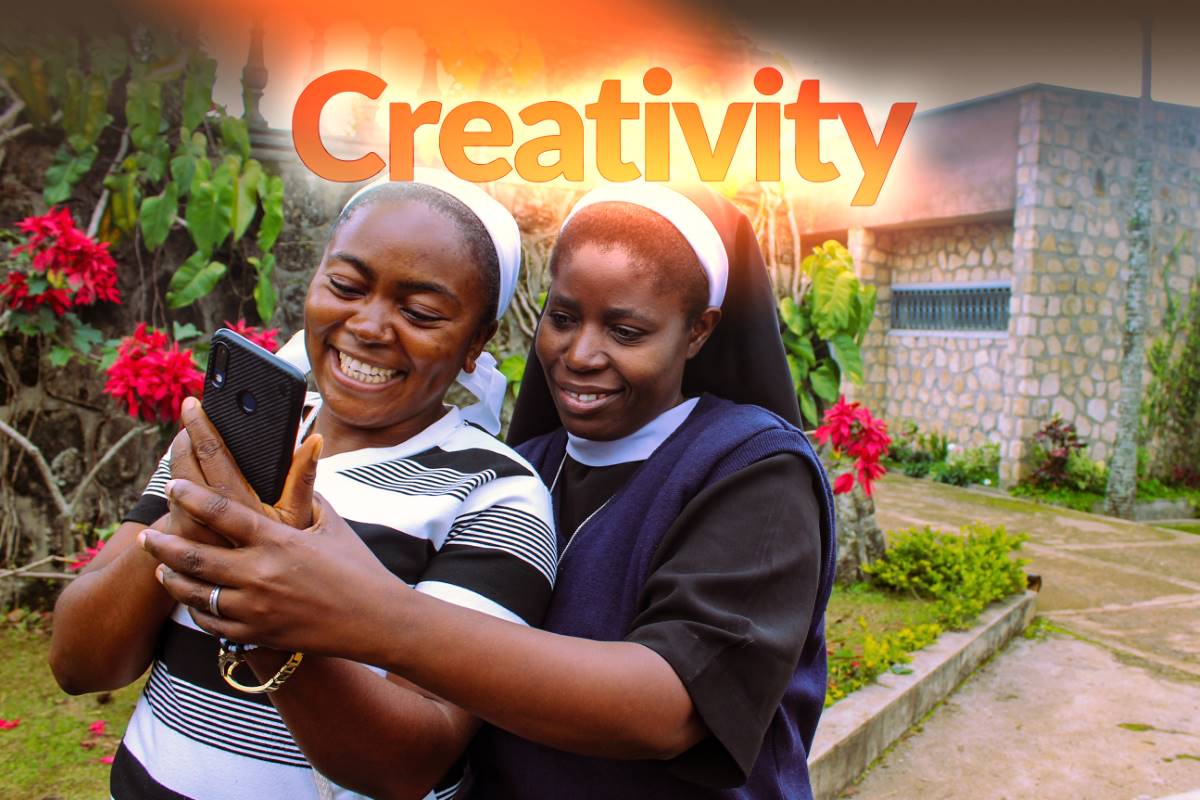 Armed with an education and technology training, Catholic sisters are unleashing their creativity across sub-Saharan Africa to implement innovative and creative solutions to real world problems. Pictured above, sisters Odette and Cecilia explore technology on a cell phone.
