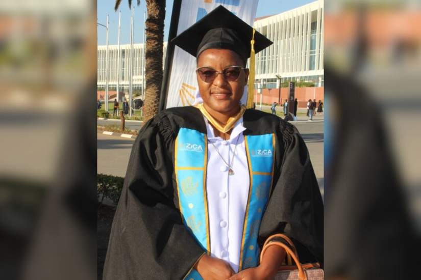 Sr. Purity Siloka, RSHS, celebrates her graduation, a milestone that equips her to strengthen financial management and support life-saving healthcare at Monze Mission Hospital.