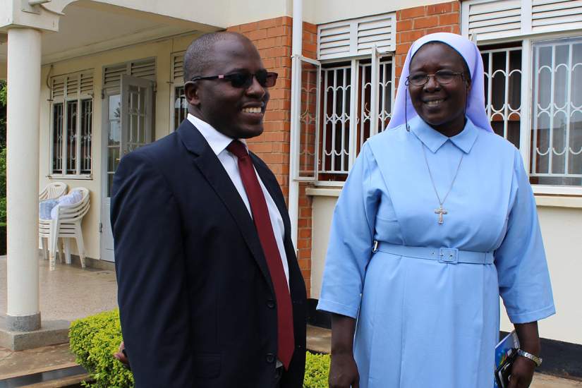 Sr. Draru Mary Cecilia, LSMIG with Mr. Julius Ahimisimbwe, facilitator of the SLDI Finance II workshop, at the ARU Secretariat in Kampala, Uganda.