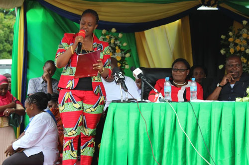 Mrs. Maida Waziri, the VOWET President giving a speech during the Women's Day at Dar es Salaam, Tanzania