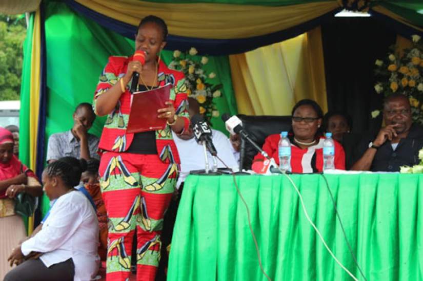 Mrs. Maida Waziri, the VOWET President giving a speech during the Women's Day at Dar es Salaam, Tanzania