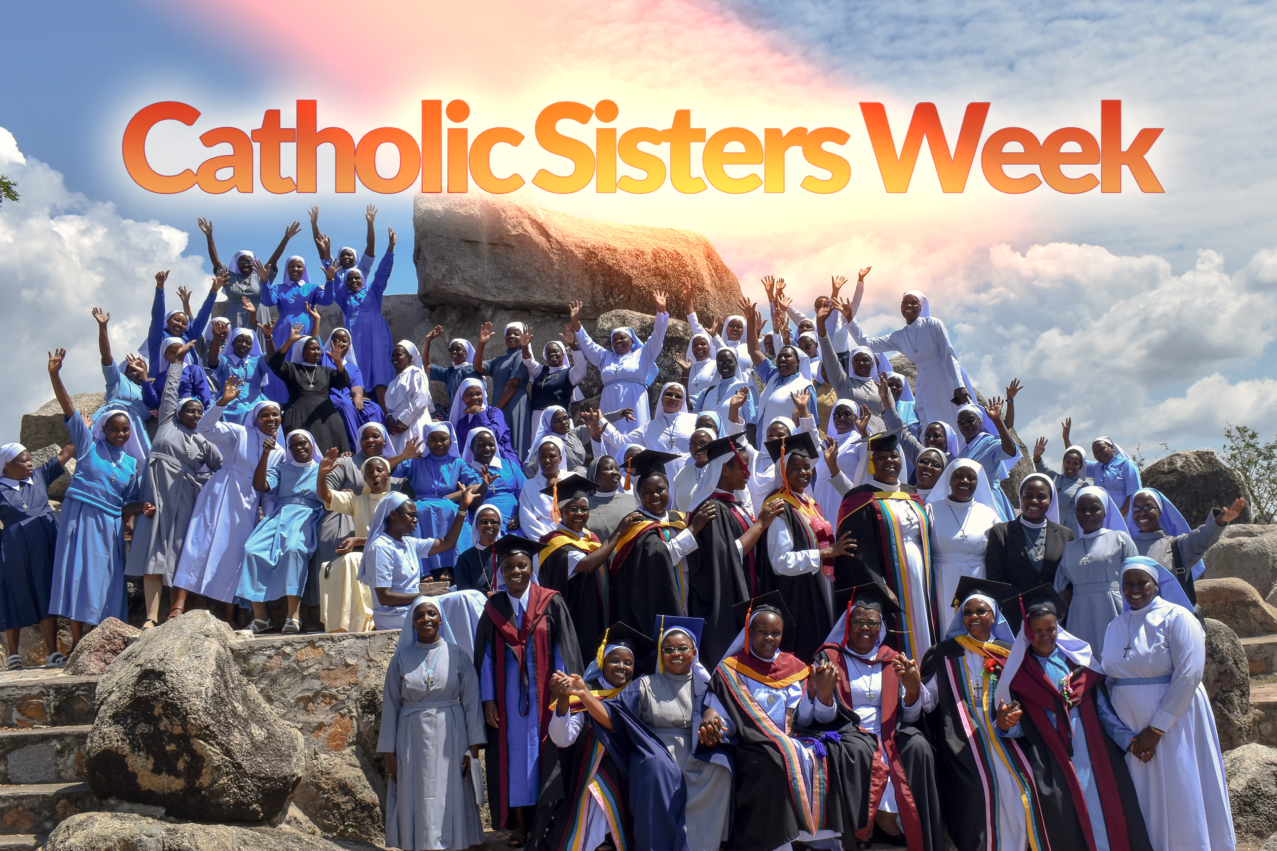 52 weeks a year women religious stand with the poor and immigrants, teach children, fight injustice, heal the sick, share spirituality, empower women, defend the planet, promote peace, create community and offer hope. But for one week each year in March, we shine the spotlight on women religious during Catholic Sisters Week. Above, sisters celebrate the graduation of HESA participants from ASEC partner university, St. Augustine University College (SAUT), in Mwanza, Tanzania.