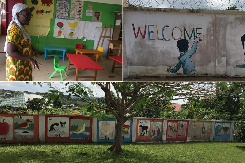 Sr. Louisa Huni-Dadzie, SHCJ, head Cornelia Connelly Basic
School, gives ASEC representatives a tour of the school, which
serves 186 children from 1-11yrs of age.