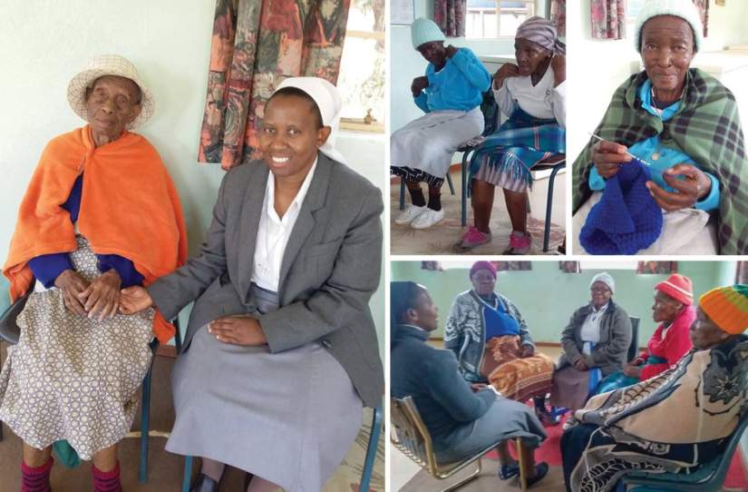 Sr. Albertina interacts with residents of Reitumetse Old Age Home in Lesotho, where she completed her college field experience.