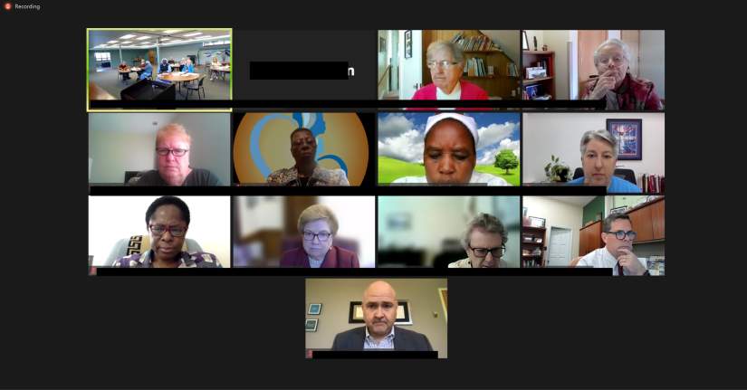 Virtual attendees tune in via Zoom for the 2022 ASEC Board meeting.