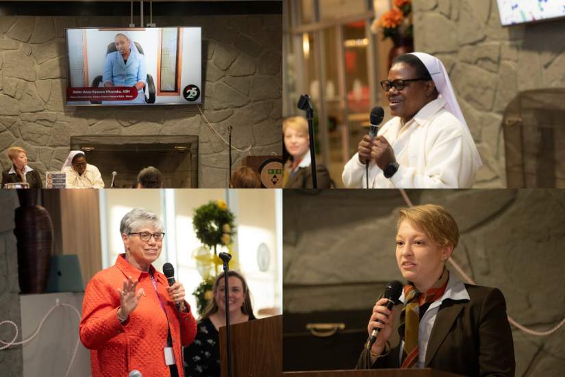 ASEC’s Night of Storytelling: Creativity Speakers; Sister Ann Kamene Musyoka, ASN, (top left), Sister Rosalia Sakayombo, SHS, (top right), Sister Mary Persico, IHM, Ed.D., (bottom left), and Erin Bitting (bottom right).