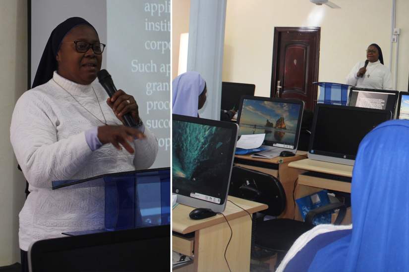 Sr. Josemaria serves as a mentor to other sisters, whether it be her own congregation or others. Here, she gives a presentation to other sisters at the ASEC alumnae workshop in Nigeria to teach them grant writing skills.