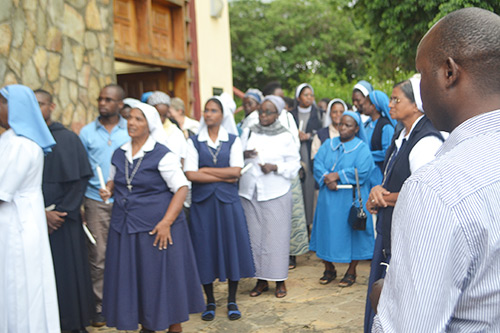 People entering Marian Shrine in Lusaka, Zambia on February 2, 2017.
