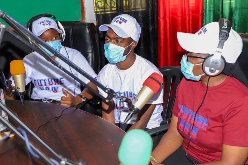 Sr. Astridah interacting with guests on her live radio show.