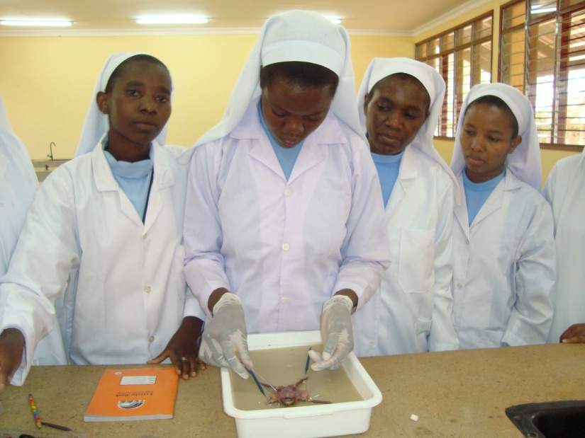 Catholic Sisters studying science at Bigwa Girls Secondary School in Morogoro, Tanzania.