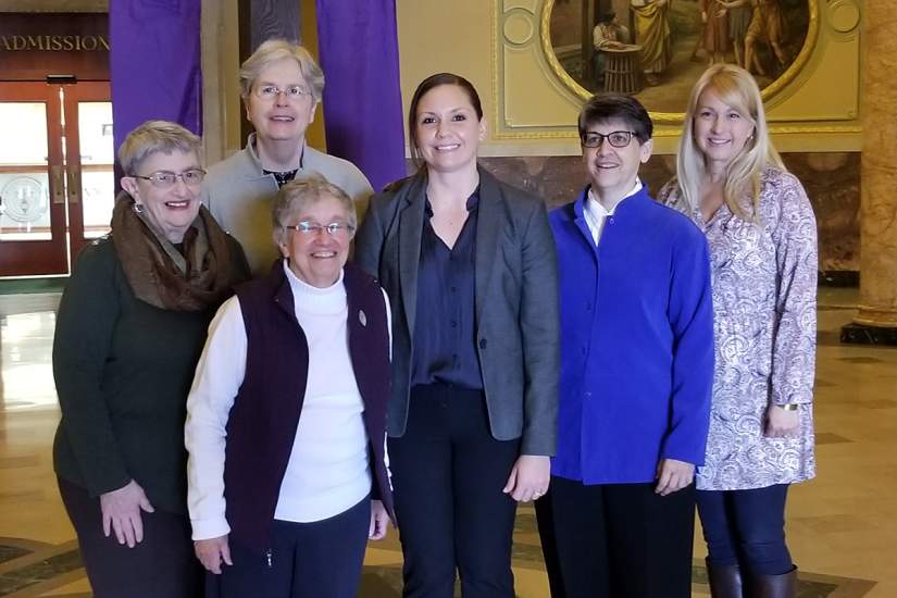 Dr. Lopatofsky (center) with her Dissertation committee from Marywood University.