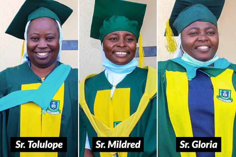 Receiving Head of Department Awards for the Best Graduating Student: Sr. Tolulope in Education Foundations (First Class Honors), Sr. Mildred in Religious Studies (Second Class Honors) and Sr. Gloria in Business Administration.
