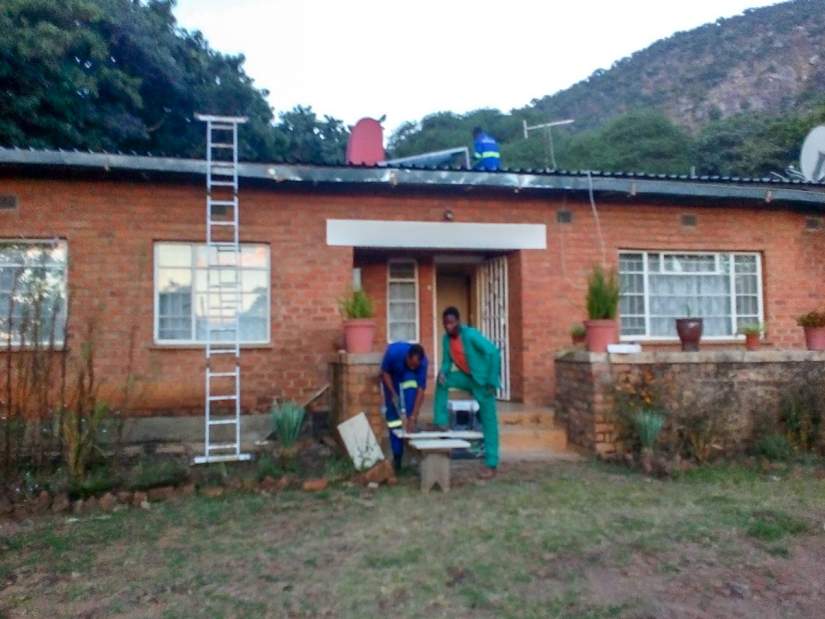 Installation of the solar panels in progress.