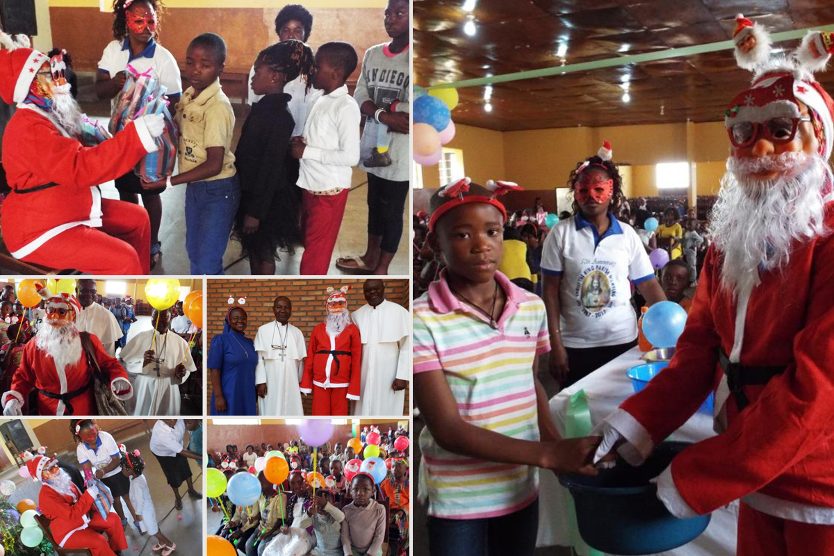 Father Christmas gives gifts and spreads Christmas joy to internally displaced children of Cameroon.