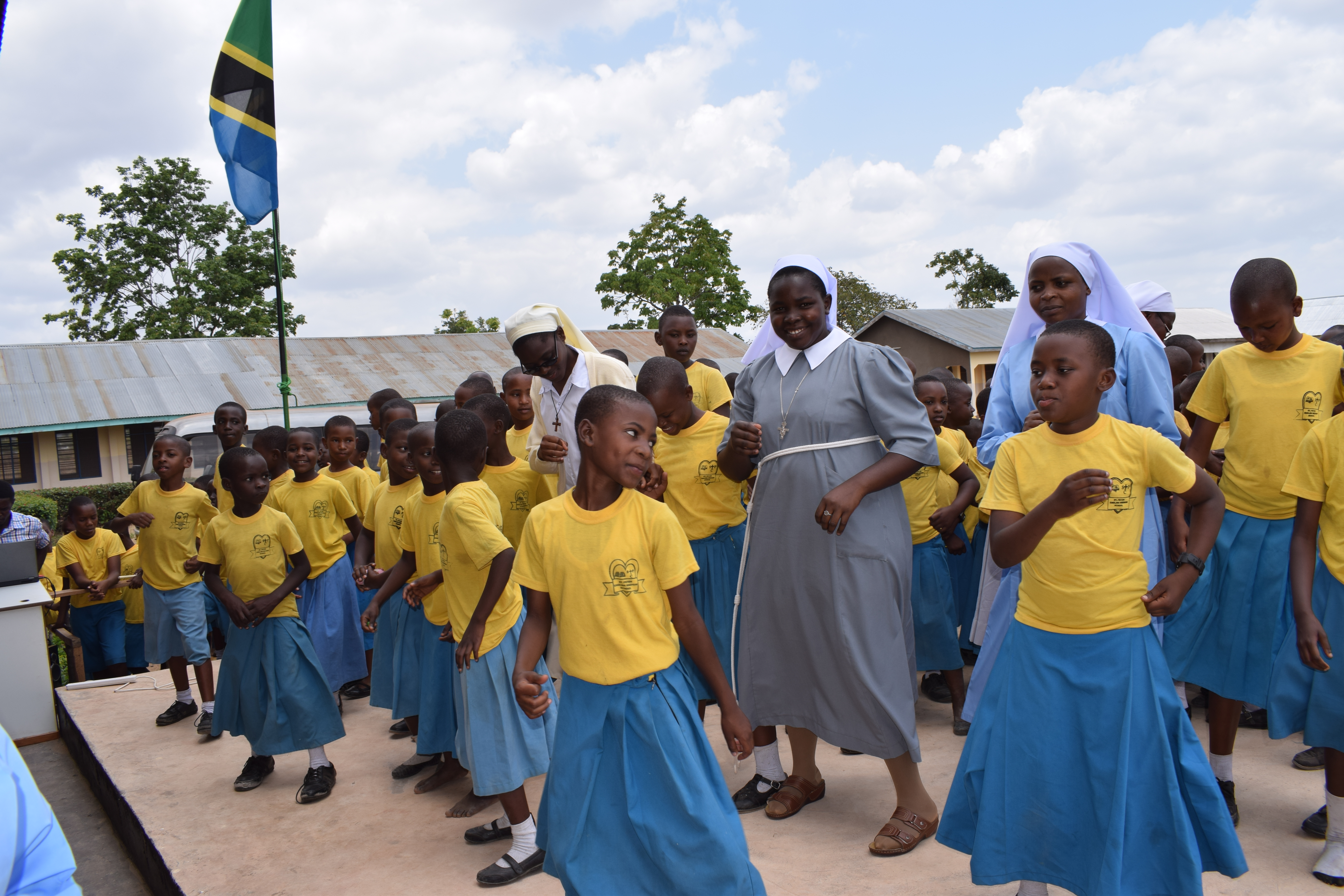 ASEC Sisters teach children how to dance at St. Peter Clavery School in Mikumi, Tanzania