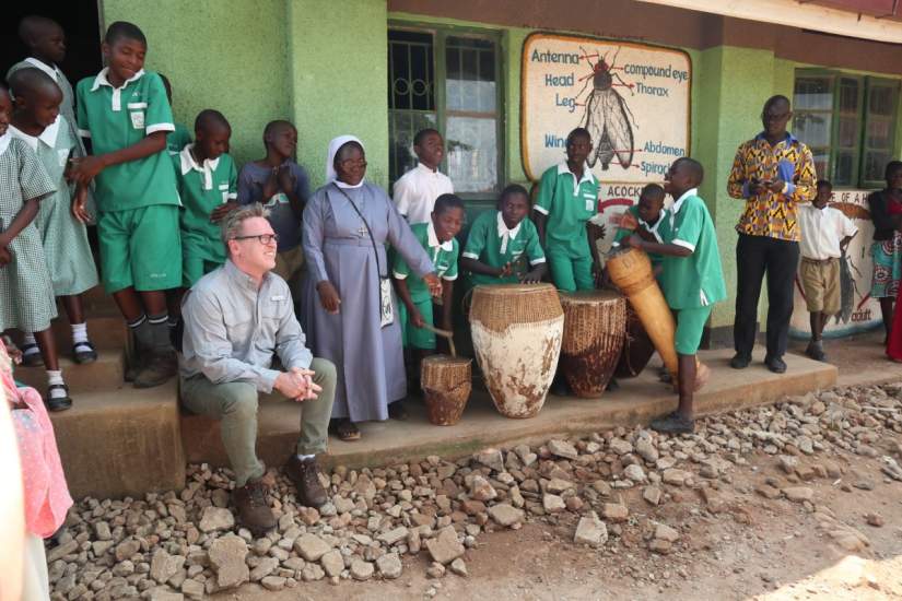 Dr. James Sullivan, Dean of Continuing and Professional Studies at Marywood University in Scranton, Pennsylvania, US enjoys a performance by Kikyusa students.