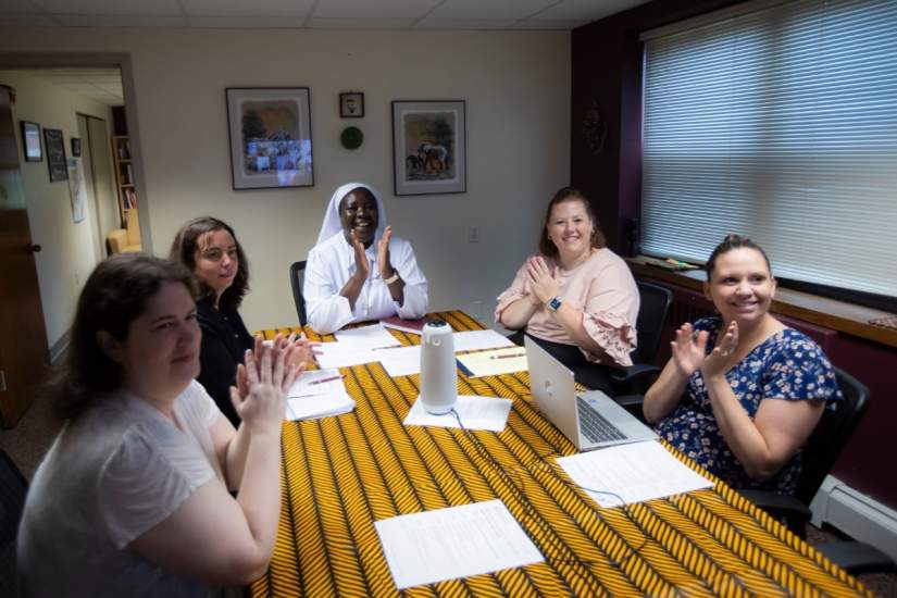 ASEC U.S. staff celebrate the signing of the MoU with CMRS-ZW, a significant step in ASEC’s mission to empower more Catholic sisters across Africa through education.