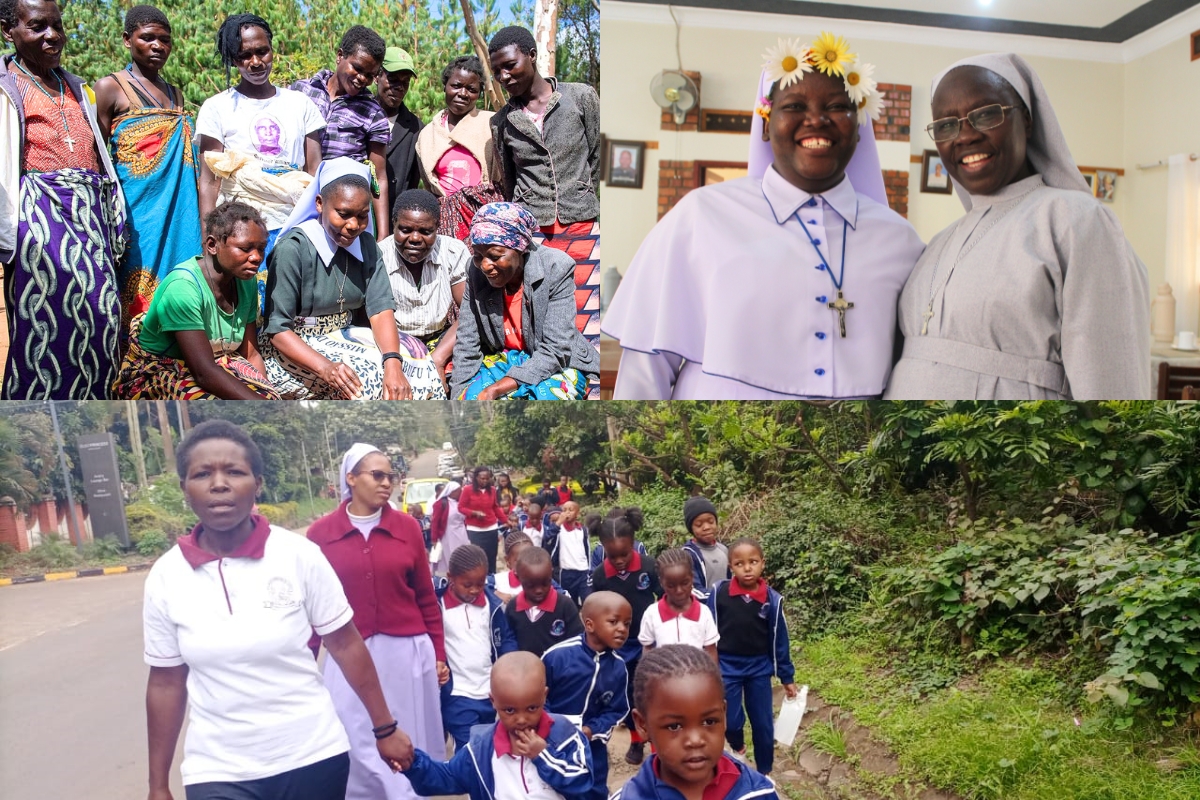 SLDI participants Top left: Sr. Teresa Mulenga, TS, with water project participants in Malawi
Top right: Basic Technology Workshop participants in Uganda
Bottom: Sr. Nancy Njari, RA, with students in Kenya