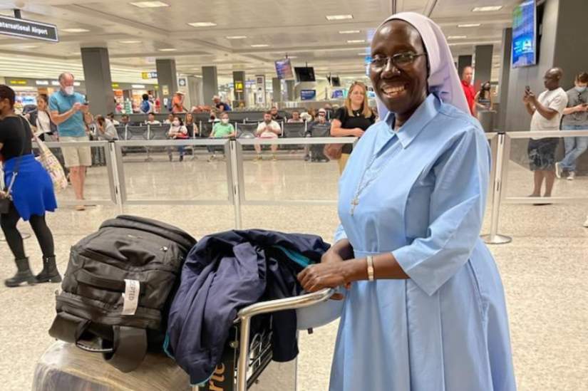 Sr. Lucy safely arrived at Dulles airport to begin her research fellowship on June 6, 2022.