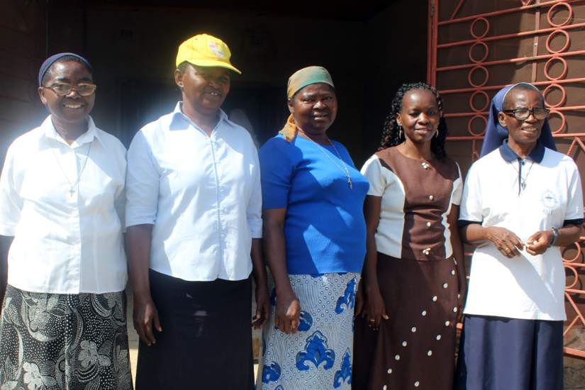 Holy Rosary Sisters running the development centre in Chipapa with Hedwig Nafula (second from right) during the an SLDI field trip to Chipapa.