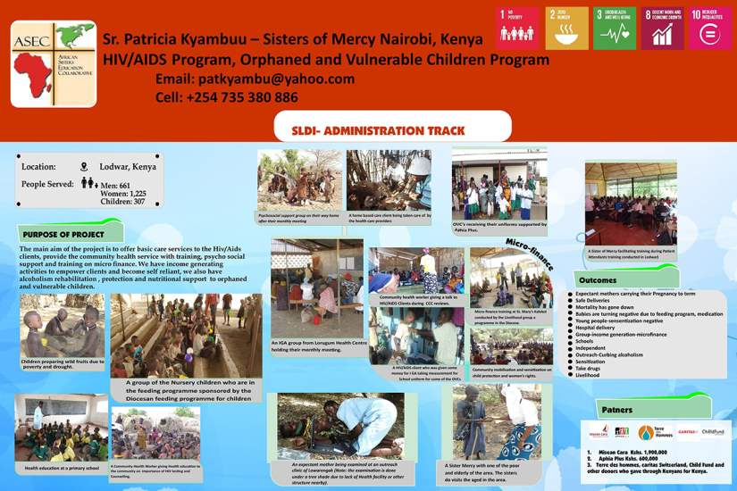 Poster designed by Sr. Patricia Kyambuu to demonstrate her programs: HIV/AIDS Program and Orphaned and Vulnerable Children Program.