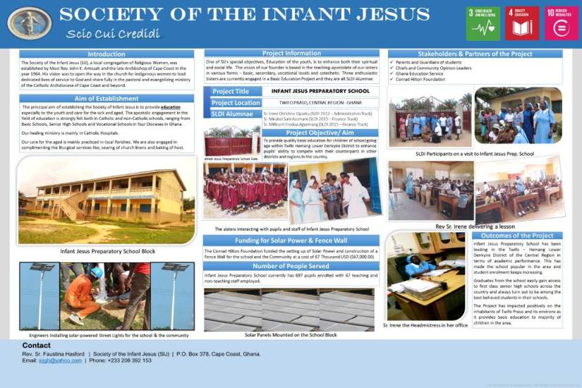 A poster about Infant Jesus Preparatory school created by the SIJ sisters for a presentation.