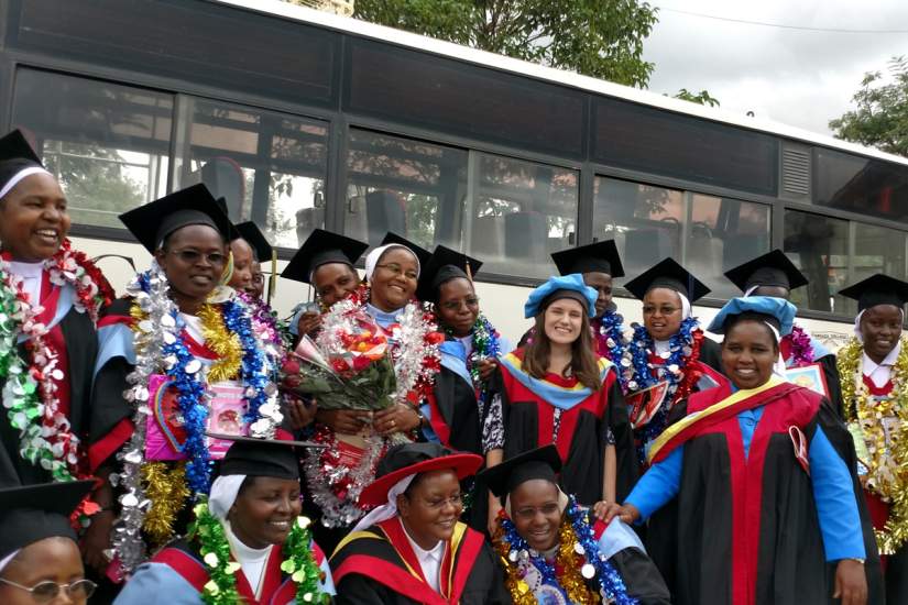 HESA students pose for a group photo before graduation ceremonies at Tangaza University in Nairobi, Kenya.