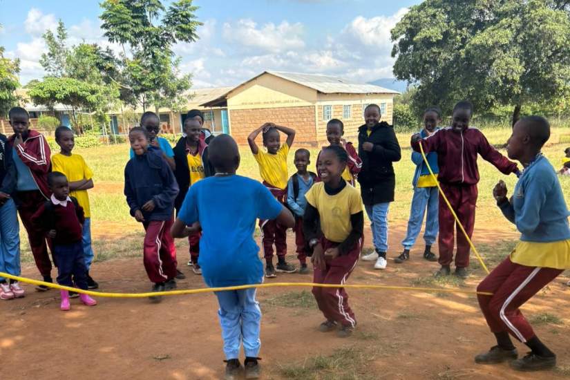 Children at Our Lady of Assumption Mission School play