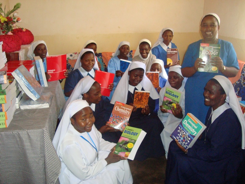 Sister Students of Bigwa School express their joy and gratitude for receiving new Science books