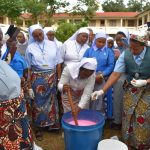Sr. Martina is adding the perfume in soap while Sr. Jovitha is stirring - Tanzania alumnae workshop 2023