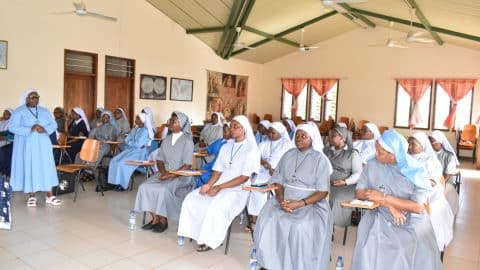 Sr Rosemary Mwalongo OSP OSB shares her experience after serving as a principal for two years during the Reflective Learning Workshop in Tanzania