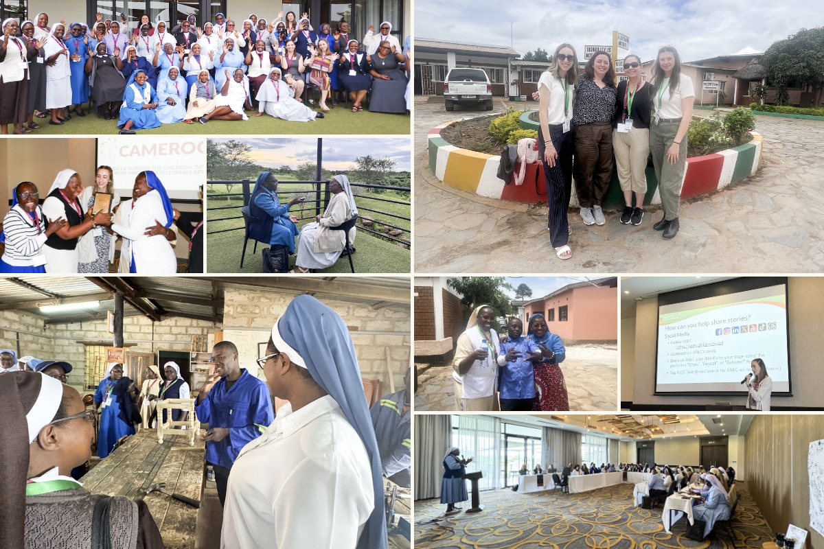Scenes from the alumnae workshop including collaborative interview practice
